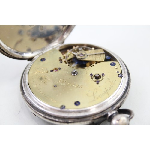 519 - H .SAMUEL Sterling Silver Gents Vintage Open Face Pocket Watch Key-wind Working