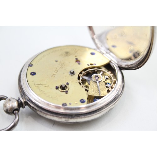 519 - H .SAMUEL Sterling Silver Gents Vintage Open Face Pocket Watch Key-wind Working