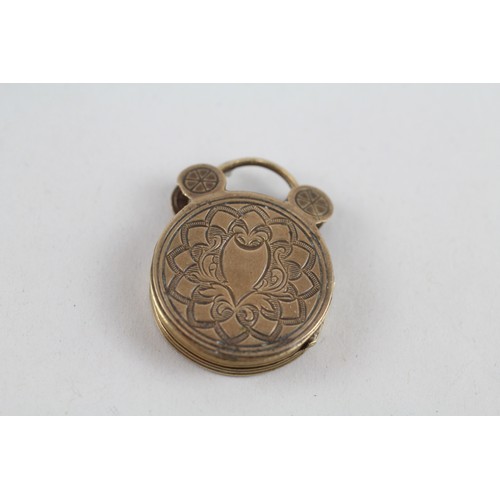 156 - 9ct back and front antique padlock shaped locket (5.8g)