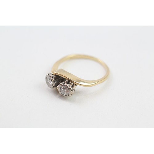 185 - 18ct gold diamond two stone ring (3.9g)