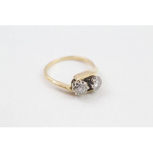 185 - 18ct gold diamond two stone ring (3.9g)