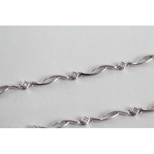 188 - 9ct white gold diamond set bracelet (3.3g)