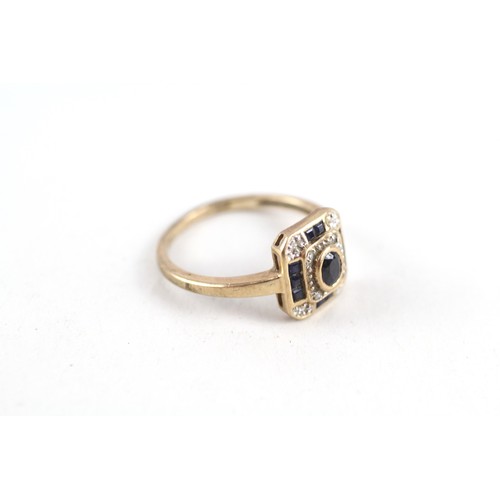 202 - 9ct gold sapphire & diamond dress ring (2.2g) ring size o