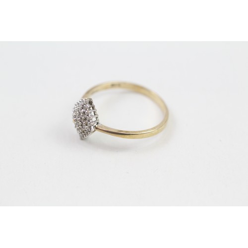 207 - 9ct gold diamond cluster ring (1.7g) ring size p