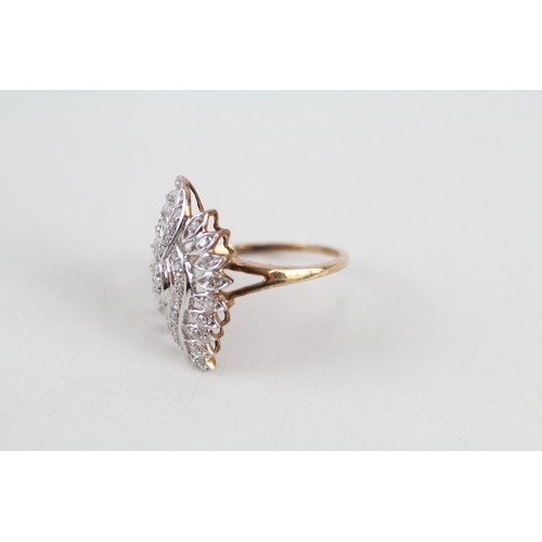 220 - 9ct gold diamond dress ring (3.2g) ring size P