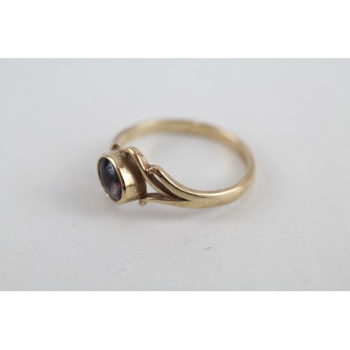 245 - 9ct gold blue john dress ring (2.2g) ring size 
P