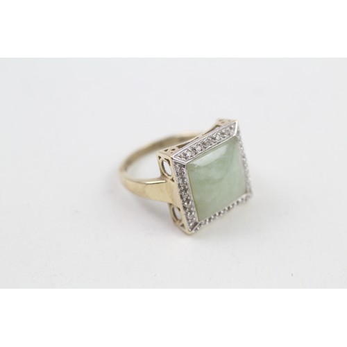 261 - 9ct gold jade & diamond dress ring (4.2g) ring size N/O