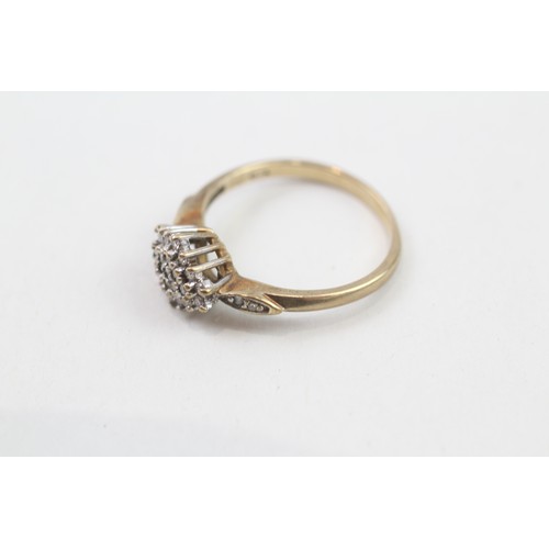 274 - 9ct gold diamond cluster ring (2.5g) Ring size P