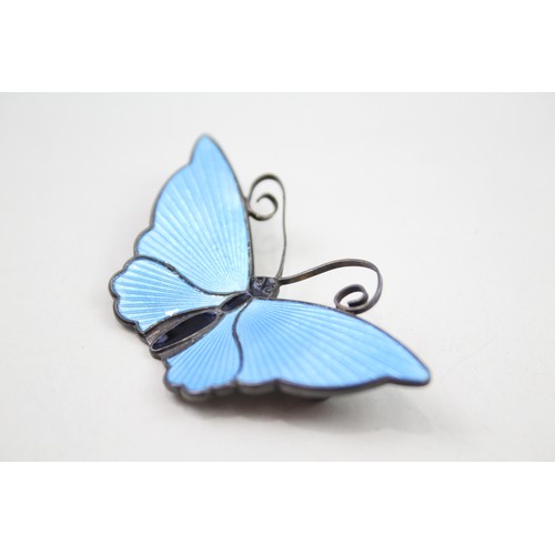 409 - Silver enamel butterfly brooch by David Anderson (11g)