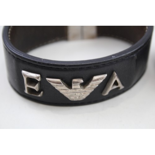 410 - Two silver gents bracelets by designer Emporio Armani (117g)