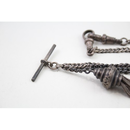 415 - Silver antique watch chain necklace conversion with tassel (27g)