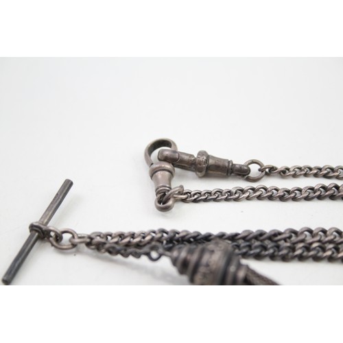 415 - Silver antique watch chain necklace conversion with tassel (27g)