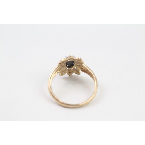 283 - 9ct gold sapphire & diamond dress ring (1.9g) ring size L/M