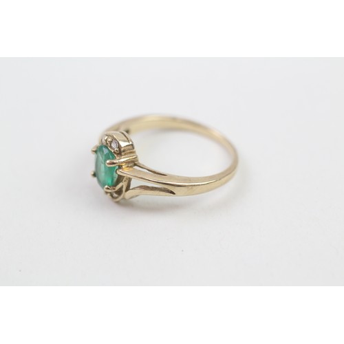 287 - 9ct gold emerald & diamond dress ring (2.8g) Ring size N/O