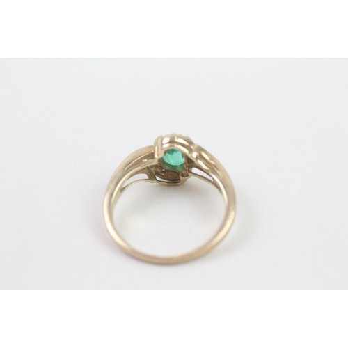 287 - 9ct gold emerald & diamond dress ring (2.8g) Ring size N/O