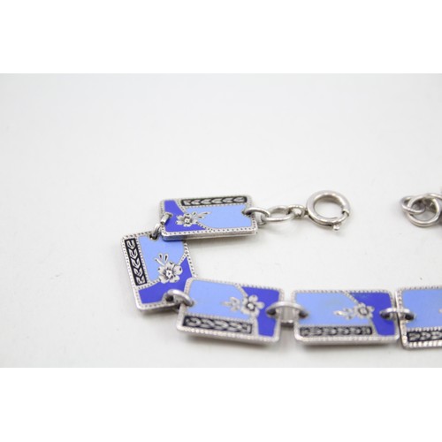 437 - Silver enamel panel bracelet (18g)