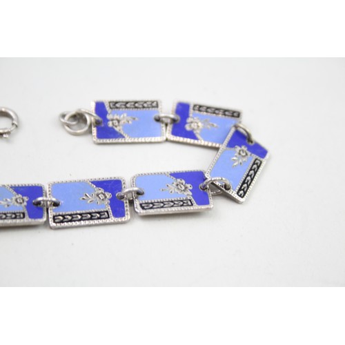 437 - Silver enamel panel bracelet (18g)