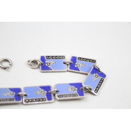 437 - Silver enamel panel bracelet (18g)