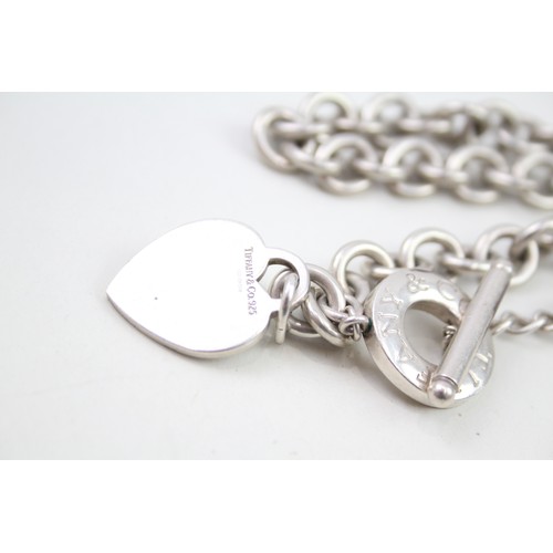 443 - Silver necklace with heart tag by designer Tiffany & Co (82g)