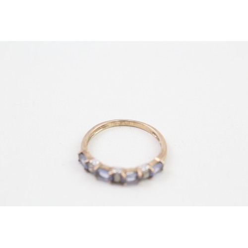 298 - 9ct gold tanzanite & diamond half eternity ring (1.7g)