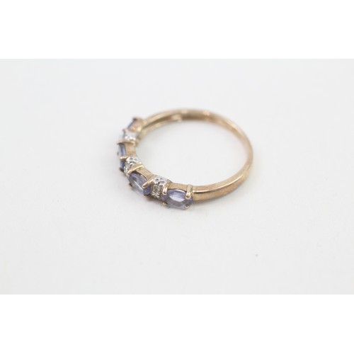 298 - 9ct gold tanzanite & diamond half eternity ring (1.7g)