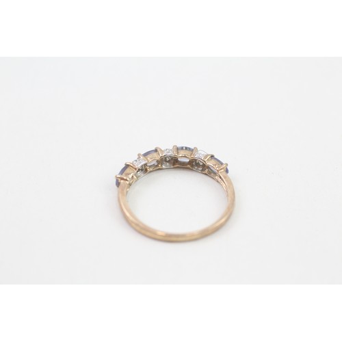 298 - 9ct gold tanzanite & diamond half eternity ring (1.7g)