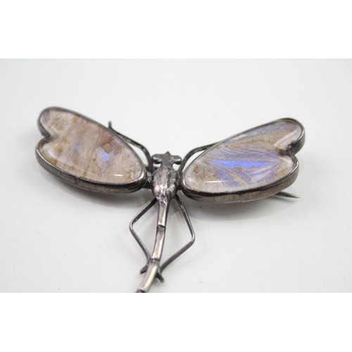 455 - Two silver butterfly wing brooches (19g)