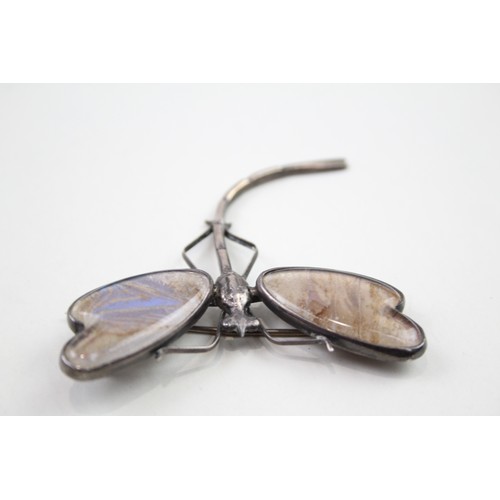 455 - Two silver butterfly wing brooches (19g)