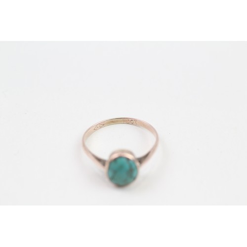 314 - 9ct gold turquoise single stone ring (1.5g) Ring size O