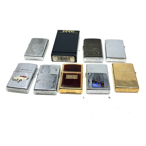 646 - 9 x Zippo Lighters Inc Vintage San Francisco - Corvette  - Eagle Etc