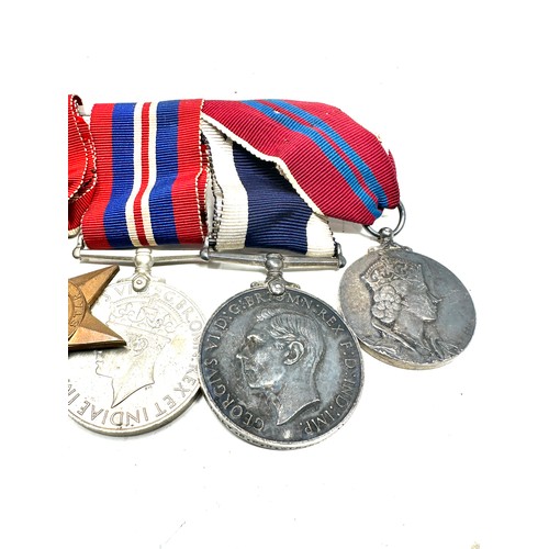 599 - WW2 ER.II Mounted Navy Long Service Medal Group inc. Atlantic Burma Italy Stars