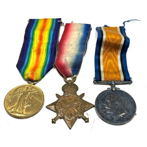 592 - WW1 1914-15 Star Trio & Original Ribbons inc. Named 3165 Pte J.G. Martin 17th london reg