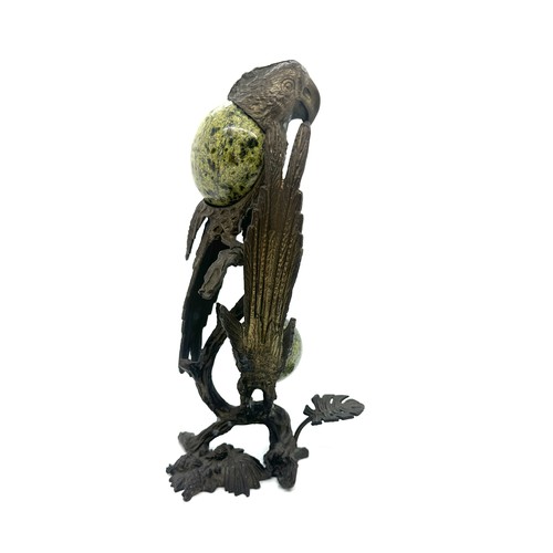 91A - Bronze parrots with onyx eggs overall height 9.5 inches