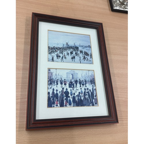 597 - Lowry framed print, called ferry boats and prayer meeting, measures approx 12 inches long by 12.6 wi... 