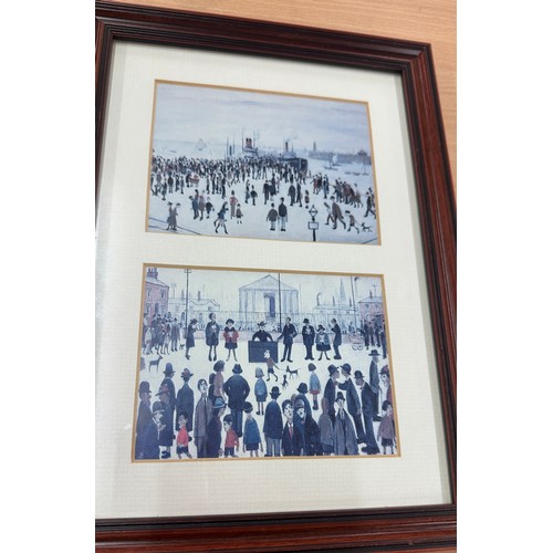 597 - Lowry framed print, called ferry boats and prayer meeting, measures approx 12 inches long by 12.6 wi... 