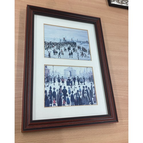 597 - Lowry framed print, called ferry boats and prayer meeting, measures approx 12 inches long by 12.6 wi... 