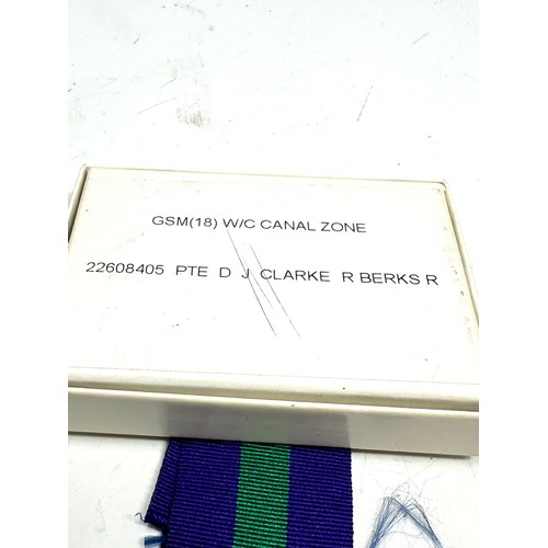 598 - Boxed ER.11 G.S.M Canal Zone Named 22608405 Pte. D.J Clarke R. Berks