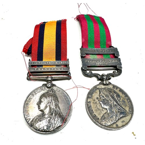 600 - Victorian Medal Pair Q.S.A & I.G.S Named 4925 Pte L.CPL A. Riddle a riddle 2nd btn k.o.s.b