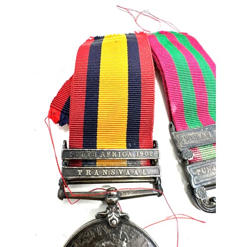 600 - Victorian Medal Pair Q.S.A & I.G.S Named 4925 Pte L.CPL A. Riddle a riddle 2nd btn k.o.s.b