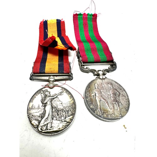 600 - Victorian Medal Pair Q.S.A & I.G.S Named 4925 Pte L.CPL A. Riddle a riddle 2nd btn k.o.s.b