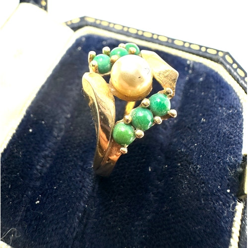 175 - 18ct gold turquoise & pearl  ring weight 3.1g