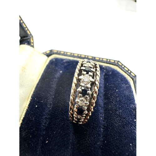 182 - 9ct gold sapphire & diamond half eternity ring weight 4.4g