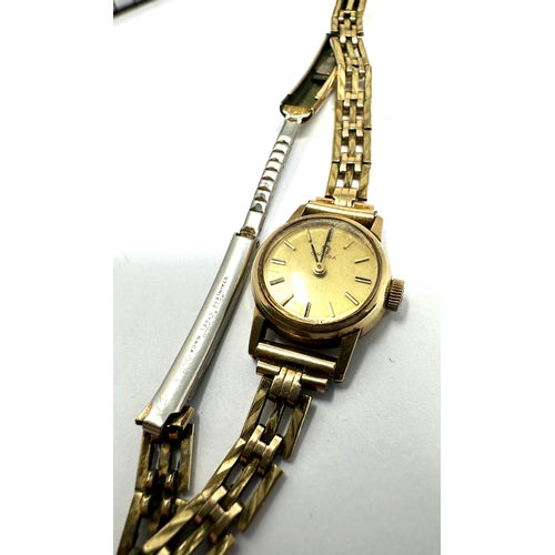 483 - 9ct gold ladies omega wristwatch strap gold plated watch is not ticking