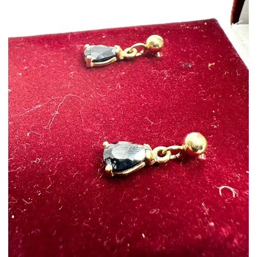 134 - Boxed 9ct gold sapphire earrings