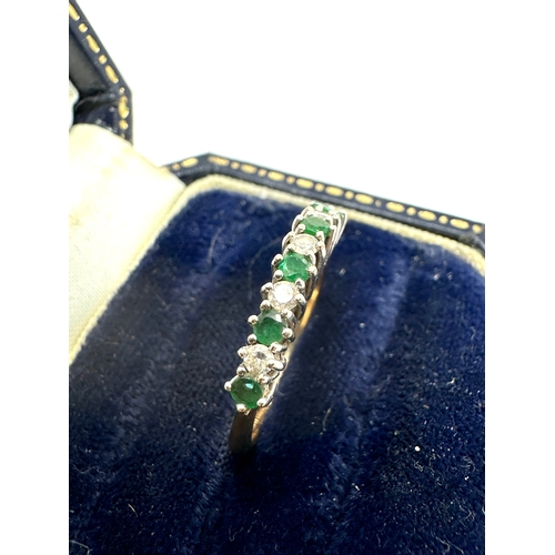 183 - 9ct gold emerald & diamond ring weight 2g