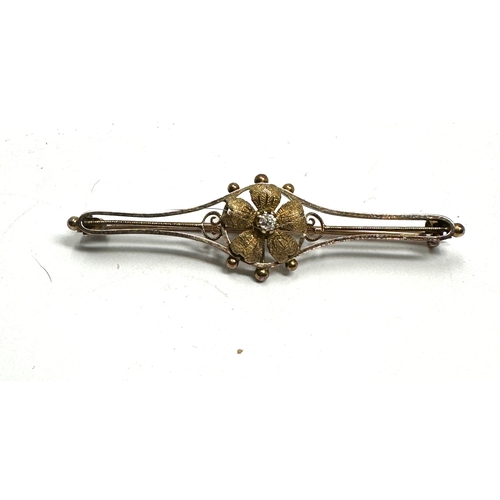 123 - 15ct gold diamond brooch weight 2.6g