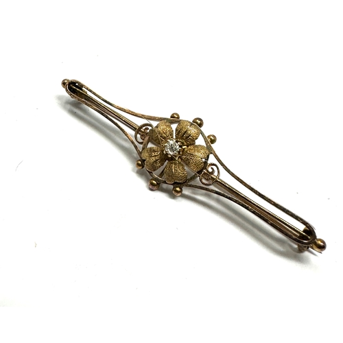 123 - 15ct gold diamond brooch weight 2.6g