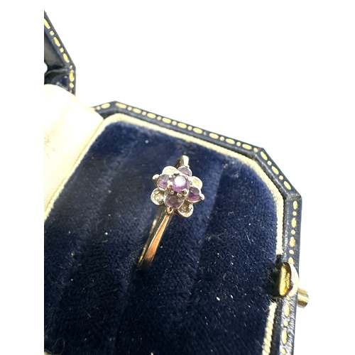 179 - 9ct gold amethyst & diamond ring weight 1.2g