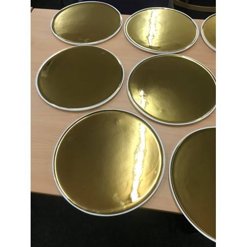 15 - Set of 11 Gold glazed porcelain serveware Dauville Charger in Gold, diameter approximately12 inches