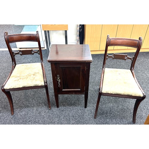 359 - 3 mahogany chairs and a pot cupboard